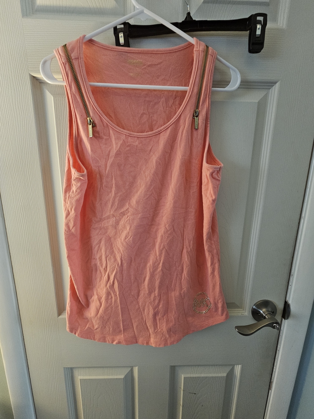 Michael Kors Coral Pink Sleeveless Tank with Gold Zippers
